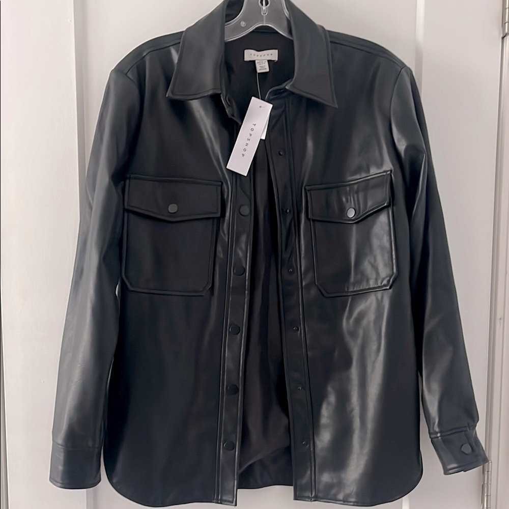 Top shop Black Faux Leather shirt